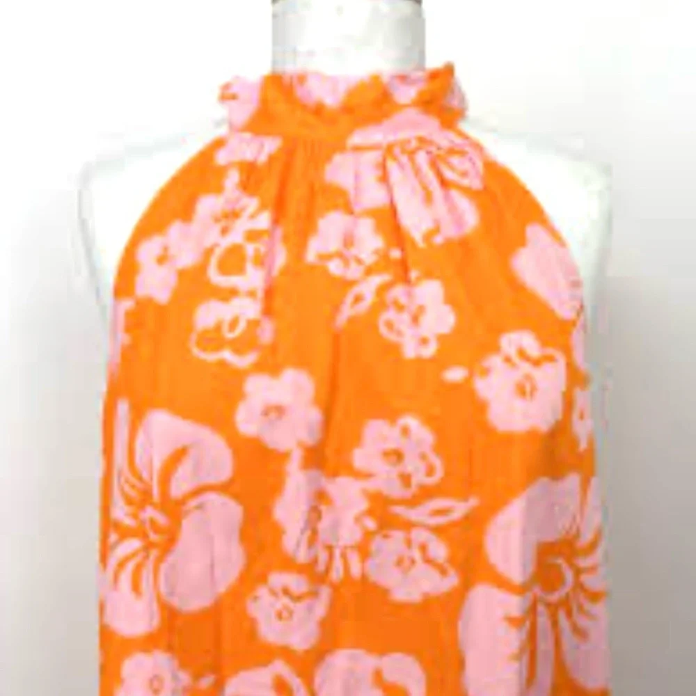 J. Crew Bright Orangeand Pink  Floral Dress-4